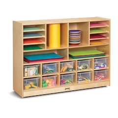 Jonti-Craft Deluxe Sectional Cubbie-Tray Mobile Unit - with Clear Trays