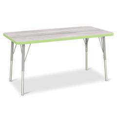 Berries® Rectangle Activity Table - 24" X 48", A-height - Driftwood Gray/Key Lime/Gray