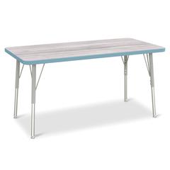 Berries® Rectangle Activity Table - 24" X 48", A-height - Driftwood Gray/Coastal Blue/Gray
