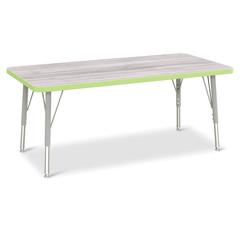Berries® Rectangle Activity Table - 24" X 48", E-height - Driftwood Gray/Key Lime/Gray