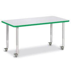 Berries Rectangle Activity Table - 24" X 48", Mobile - Freckled Gray/Green/Gray