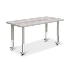 Berries® Rectangle Activity Table - 24" X 48", Mobile - Driftwood Gray/Gray/Gray
