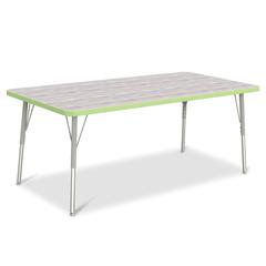 Berries® Rectangle Activity Table - 30" X 60", A-height - Driftwood Gray/Key Lime/Gray