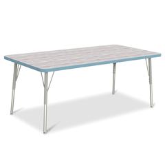 Berries® Rectangle Activity Table - 30" X 60", A-height - Driftwood Gray/Coastal Blue/Gray