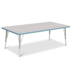 Berries® Rectangle Activity Table - 30" X 60", E-height - Driftwood Gray/Coastal Blue/Gray