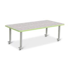 Berries® Rectangle Activity Table - 30" X 60", Mobile - Driftwood Gray/Key Lime/Gray