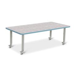 Berries® Rectangle Activity Table - 30" X 60", Mobile - Driftwood Gray/Coastal Blue/Gray