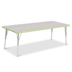 Berries® Rectangle Activity Table - 30" X 72", A-height - Driftwood Gray/Key Lime/Gray