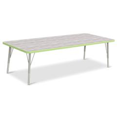 Berries® Rectangle Activity Table - 30" X 72", E-height - Driftwood Gray/Key Lime/Gray