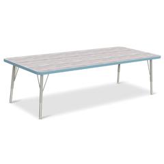 Berries® Rectangle Activity Table - 30" X 72", E-height - Driftwood Gray/Coastal Blue/Gray