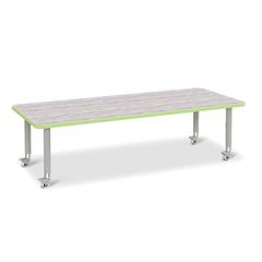 Berries® Rectangle Activity Table - 30" X 72", Mobile - Driftwood Gray/Key Lime/Gray