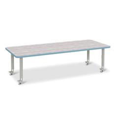 Berries® Rectangle Activity Table - 30" X 72", Mobile - Driftwood Gray/Coastal Blue/Gray