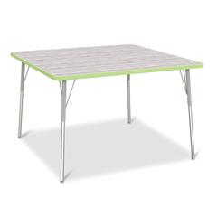 Berries® Square Activity Table - 48" X 48", A-height - Driftwood Gray/Key Lime/Gray