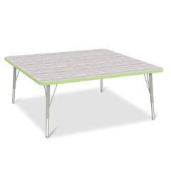Berries® Square Activity Table - 48" X 48", E-height - Driftwood Gray/Key Lime/Gray