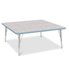 Berries® Square Activity Table - 48" X 48", E-height - Driftwood Gray/Coastal Blue/Gray
