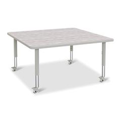 Berries® Square Activity Table - 48" X 48", Mobile - Driftwood Gray/Gray/Gray