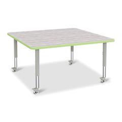 Berries® Square Activity Table - 48" X 48", Mobile - Driftwood Gray/Key Lime/Gray