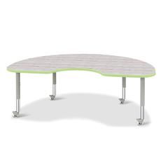Berries® Kidney Activity Table - 48" X 72", Mobile - Driftwood Gray/Key Lime/Gray