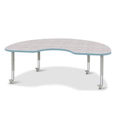 Berries® Kidney Activity Table - 48" X 72", Mobile - Driftwood Gray/Coastal Blue/Gray