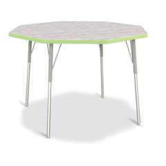 Berries® Octagon Activity Table - 48" X 48", A-height - Driftwood Gray/Key Lime/Gray