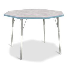 Berries® Octagon Activity Table - 48" X 48", A-height - Driftwood Gray/Coastal Blue/Gray