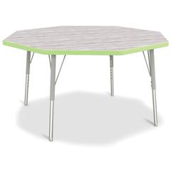 Berries® Octagon Activity Table - 48" X 48", E-height - Driftwood Gray/Key Lime/Gray