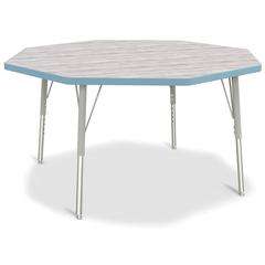 Berries® Octagon Activity Table - 48" X 48", E-height - Driftwood Gray/Coastal Blue/Gray