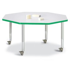 Berries Octagon Activity Table - 48" X 48", Mobile - Freckled Gray/Green/Gray