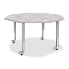 Berries® Octagon Activity Table - 48" X 48", Mobile - Driftwood Gray/Gray/Gray