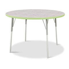 Berries® Round Activity Table - 48" Diameter, A-height - Driftwood Gray/Key Lime/Gray