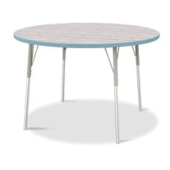 Berries® Round Activity Table - 48" Diameter, A-height - Driftwood Gray/Coastal Blue/Gray