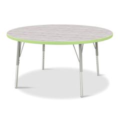 Berries® Round Activity Table - 48" Diameter, E-height - Driftwood Gray/Key Lime/Gray