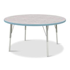 Berries® Round Activity Table - 48" Diameter, E-height - Driftwood Gray/Coastal Blue/Gray