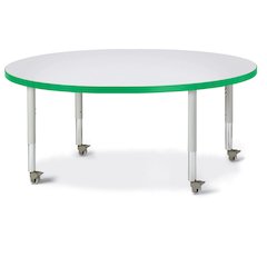 Berries Round Activity Table - 48" Diameter, Mobile - Freckled Gray/Green/Gray
