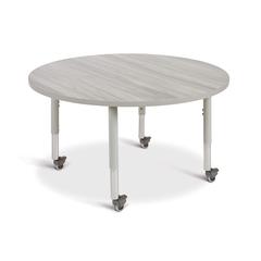 Berries® Round Activity Table - 48" Diameter, Mobile - Driftwood Gray/Gray/Gray