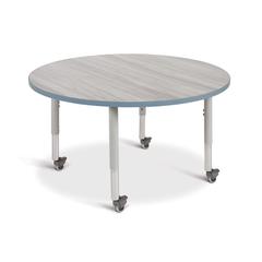 Berries® Round Activity Table - 48" Diameter, Mobile - Driftwood Gray/Coastal Blue/Gray