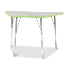 Berries® Trapezoid Activity Table - 24" X 48", A-height - Driftwood Gray/Key Lime/Gray