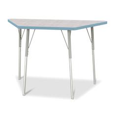 Berries® Trapezoid Activity Table - 24" X 48", A-height - Driftwood Gray/Coastal Blue/Gray