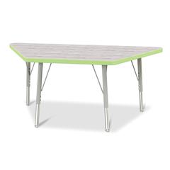 Berries® Trapezoid Activity Table - 24" X 48", E-height - Driftwood Gray/Key Lime/Gray
