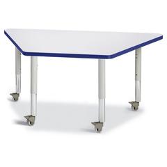 Trapezoid Activity Tables - 24" X 48", Mobile - Gray/Blue/Gray