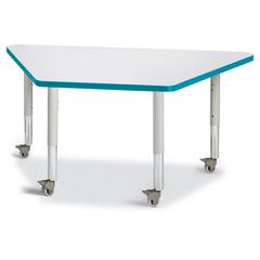 Trapezoid Activity Tables - 24" X 48", Mobile - Gray/Teal/Gray