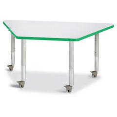 Berries Trapezoid Activity Tables - 24" X 48", Mobile - Freckled Gray/Green/Gray