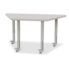 Berries® Trapezoid Activity Table - 24" X 48", Mobile - Driftwood Gray/Gray/Gray