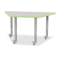 Berries® Trapezoid Activity Table - 24" X 48", Mobile - Driftwood Gray/Key Lime/Gray