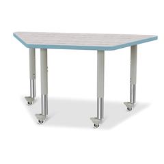 Berries® Trapezoid Activity Table - 24" X 48", Mobile - Driftwood Gray/Coastal Blue/Gray