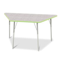 Berries® Trapezoid Activity Table - 30" X 60", A-height - Driftwood Gray/Key Lime/Gray