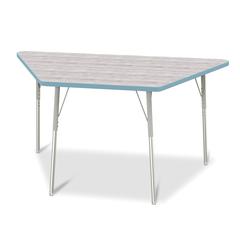 Berries® Trapezoid Activity Table - 30" X 60", A-height - Driftwood Gray/Coastal Blue/Gray