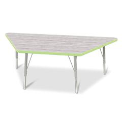 Berries® Trapezoid Activity Table - 30" X 60", E-height - Driftwood Gray/Key Lime/Gray