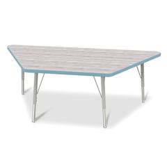Berries® Trapezoid Activity Table - 30" X 60", E-height - Driftwood Gray/Coastal Blue/Gray