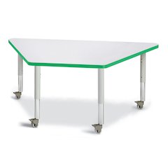 Trapezoid Activity Tables - 30" X 60", Mobile - Freckled Gray/Green/Gray